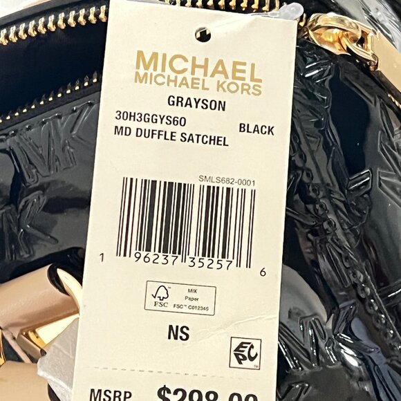 Michael Kors Grayson MD Duffle Satchel Black- New - Picture 9 of 12